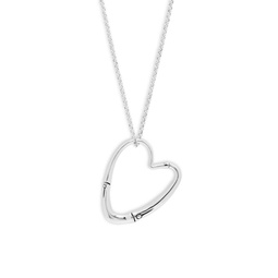Silver Bamboo Heart Pendant Necklace