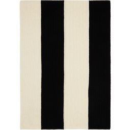Black & Off-White Striped Scarf 222936M150003