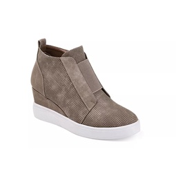 Journee Collection Womens Clara Wedges Sneaker - Taupe