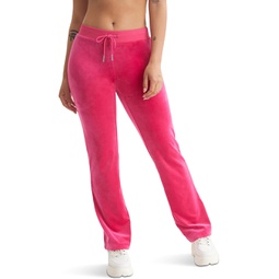 Womens Juicy Couture Rib Waist Velour Pants with Drawcord