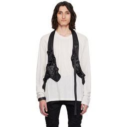 Black Bellows Pocket Leather Vest 241420M185006