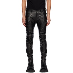 Black Indirect Faux-Leather Cargo Pants 231420M188007