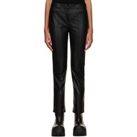 Black Pinched Seam Leather Pants 222343F087009