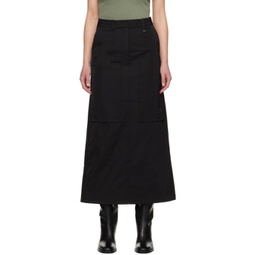 Black Paneled Maxi Skirt 241343F092002