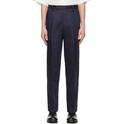 Navy Creased Trousers 241194M186001