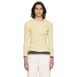 Yellow Gathered Long Sleeve T Shirt 241510M213002