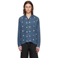 Blue Embroidered Shirt 241224M213001