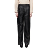 Black Pleated Leather Trousers 241278F084000