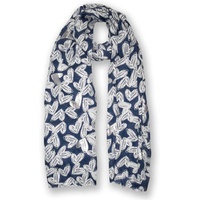 KATIE LOXTON Metallic Foil Womens One Size Fits Most Fashion Scarf Navy Scattered Heart Print