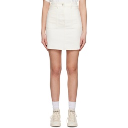 White  Paris Patch Denim Miniskirt 231387F090000
