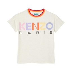 Kenzo Kids Jersey Dress, Stripped Ribber Collar, Multi Logo On Chest (Toddler/Little Kids)