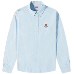 Kenzo Logo Crest Button Down Poplin Shirt Sky Blue