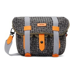 Grey & Orange Small Jacquard Messenger Bag 221387M170001