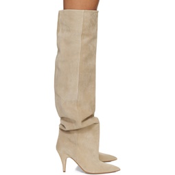 Beige The River Knee High Boots 241914F115004