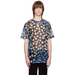 Black Floral Print T Shirt 231716M213001
