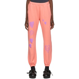 SSENSE Exclusive Pink   Purple All Over Heart Print Lounge Pants 221483F086002