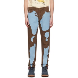 Brown Embroidered Jeans 241842M186003