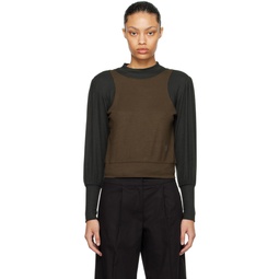 Brown   Black Paneled Sweater 232586F096000