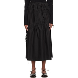 Black Shirring Maxi Skirt 241586F093006