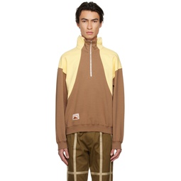 SSENSE Exclusive Brown   Yellow Half Zip Sweatshirt 231586M202003