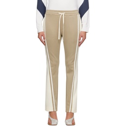 Beige   Off White Flared Tape Track Pants 241586F086002