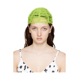 Green Crochet Beanie 231586F014000