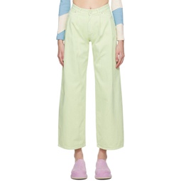 Green Pleated Trousers 231586F087001