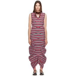 Multicolor Striped Curl Midi Dress 232985F054005