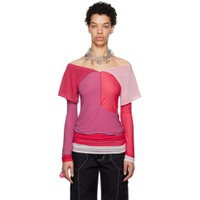 Red   Pink Mora Long Sleeve T Shirt 231985F110006