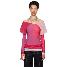 Red   Pink Mora Long Sleeve T Shirt 231985F110006