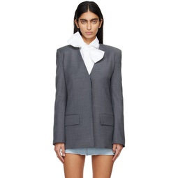 Gray Button Blazer 241609F057001