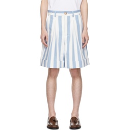 Blue   White Cuffed Shorts 241564M193005