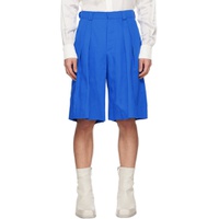 Blue Pleated Shorts 231564M193002
