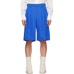Blue Pleated Shorts 231564M193002