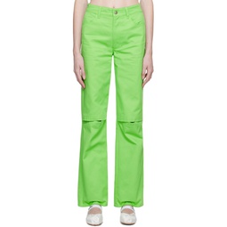 Green Slit Trousers 231927F087004