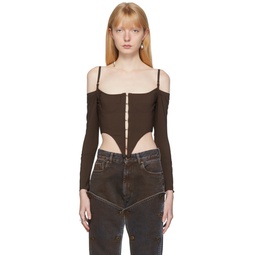 Brown Spire Bustier Blouse 212148F107008
