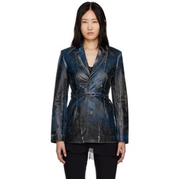 Blue Amr Leather Jacket 222148F063002