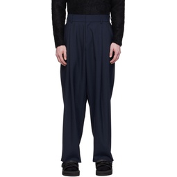 Navy Pleated Trousers 241523M191000