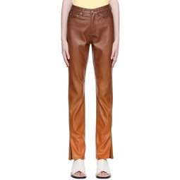 Orange Melrose Sunset Faux Leather Trousers 231088F087002