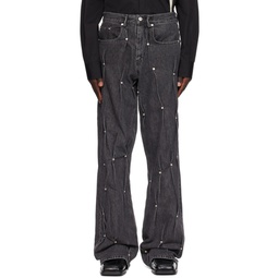 Black Multi Rivet Jeans 232216M186001