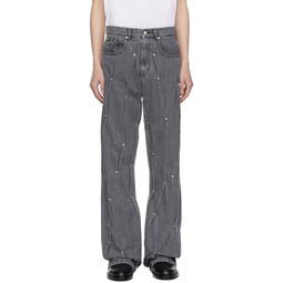 Gray Multi Rivet Jeans 241216M186002