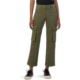 Womens KUT from the Kloth Pattie Mid Rise Straight Leg Cargo Slash Front Pockets In Army Green