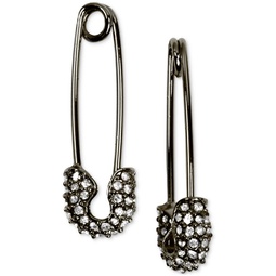 Pave Safety Pin Drop Earrings