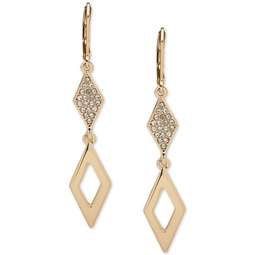 Gold-Tone Pave Geometric Drop Earrings