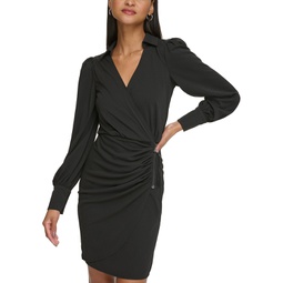 Womens Ruched Side-Zip Dress