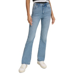 Womens Chain-Accent Wide-Leg Jeans