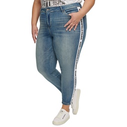 Plus Size Logo-Tape Slim-Leg Jeans First@Macy's