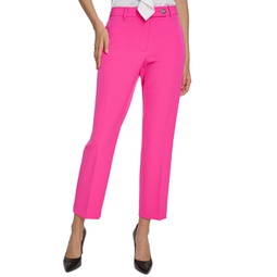 Womens Solid Slim-Leg Mid-Rise Ankle Pants
