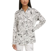 Womens Sketch-Print Oversized Blouse