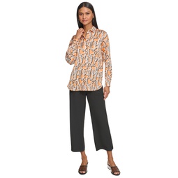 Womens Abstract-Print Oversized Shirt